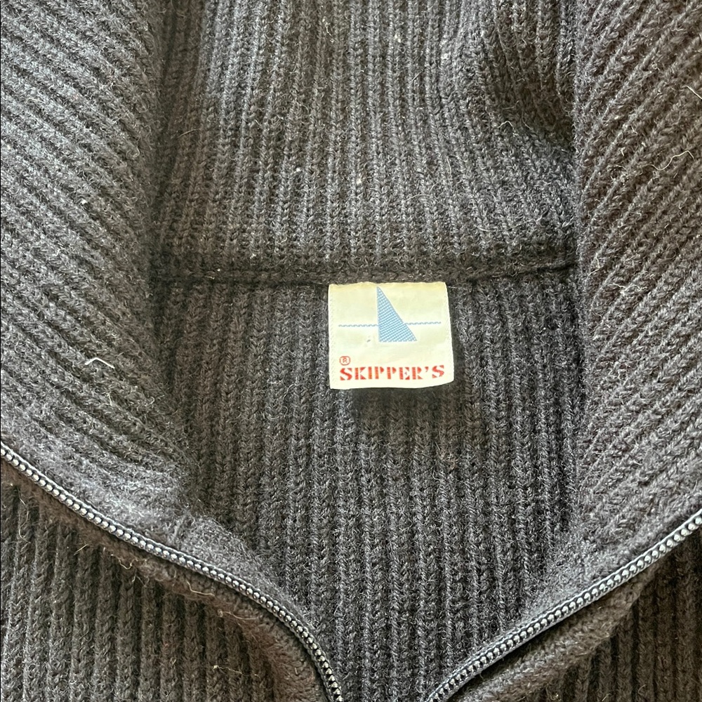 Cozy Funnel Neck Zip up Sweater Navy Blue - Picture 5 of 6